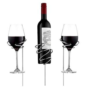 True Wine Glass & Bottle Holders Picnic Stix, Metallic
